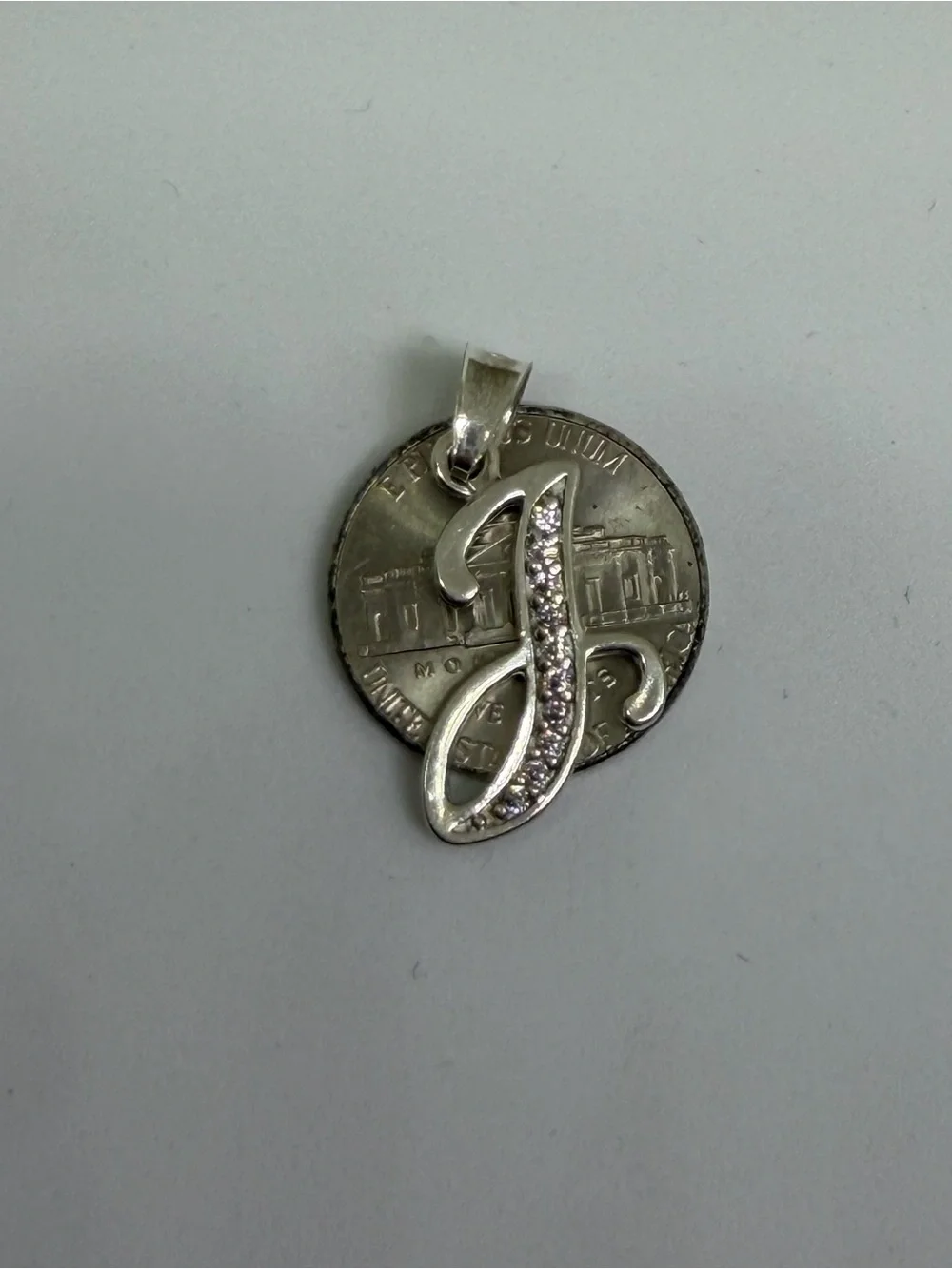 CZ Initial “J” Pendant Necklace – 925 Sterling Silver – New